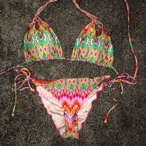 Multicolor Luli Fama Triangle Bikini Top & Bottoms